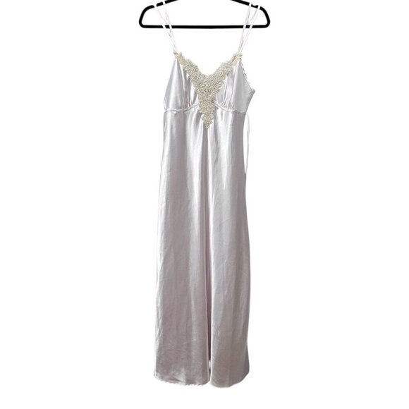 Linea Donatella Intimate Ivory Floral Lace Satin Slip Lingerie Maxi Nightgown - Picture 1 of 5